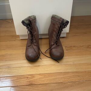 Brown Lace-Up Ankle Boots